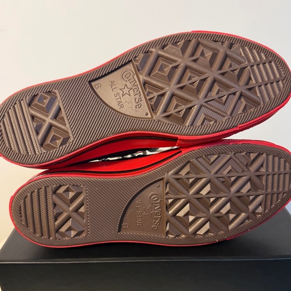 Converse des Garcons Black and Red High-Top Sneakers - Picture 4 of 8